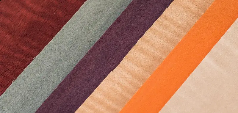 Veneer samples in a range of colors and grain patterns